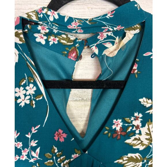 Alter'd State women's medium blue 3/4 bell sleeve lined boho floral mini dress - Picture 6 of 6